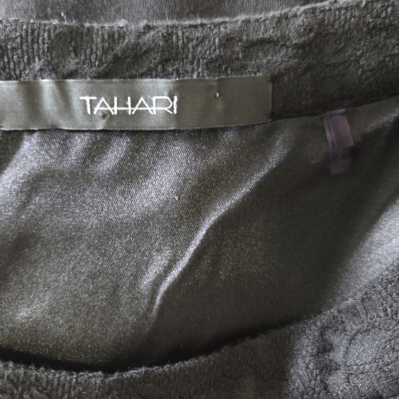 Tahari Black Asymmetrical Peplum Sheath Dress Size 8 - Picture 7 of 7